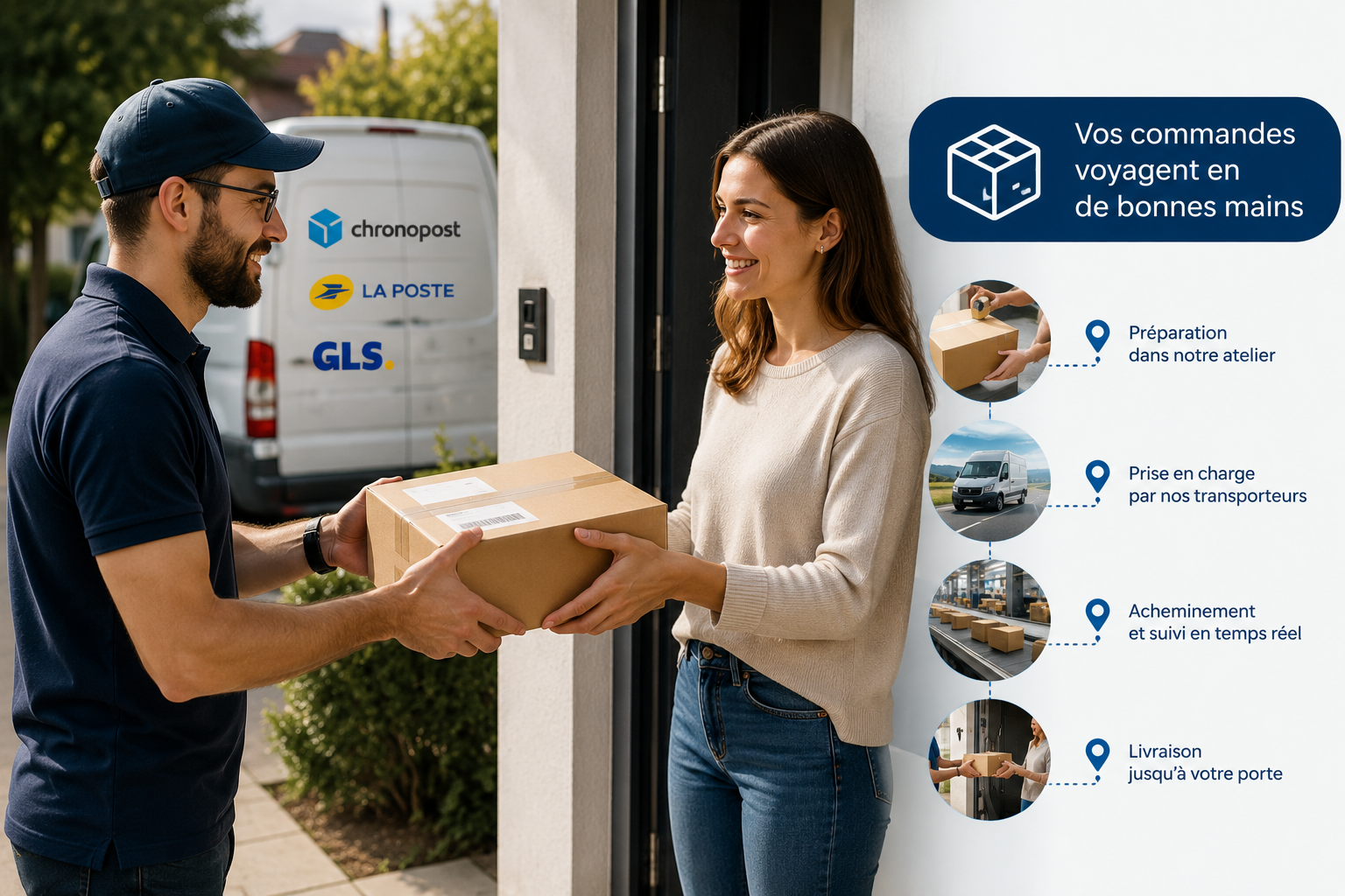 Livraison suivie via Chronopost, La Poste en Lettre Suivie et GLS
