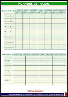 Horaires travail par équipes