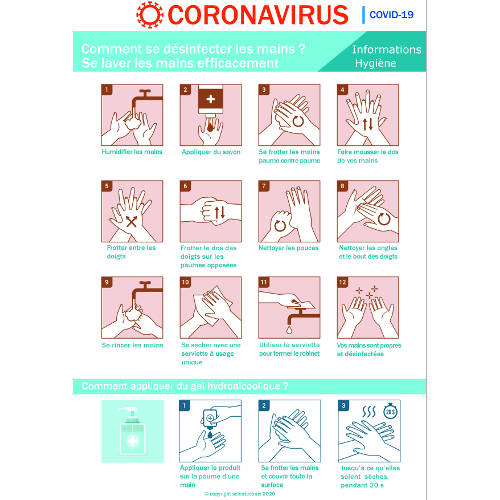 Affichage coronavirus : les règles pour se laver les mains (covid-19)