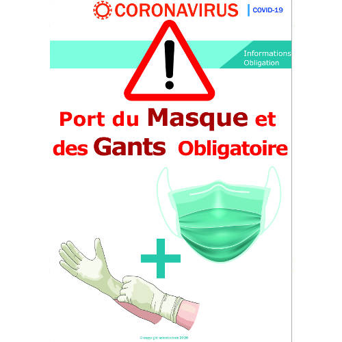 Port des gants et du masque obligatoire - signalétique