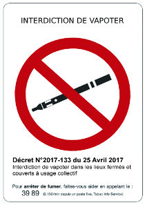 Affichage obligatoire interdiction de vapoter au travail - format autocollant