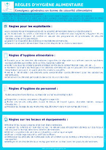 Affichage sur les règles d'hygiène alimentaire