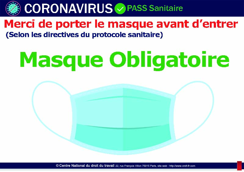 Port du masque obligatoire - affichage signalétique