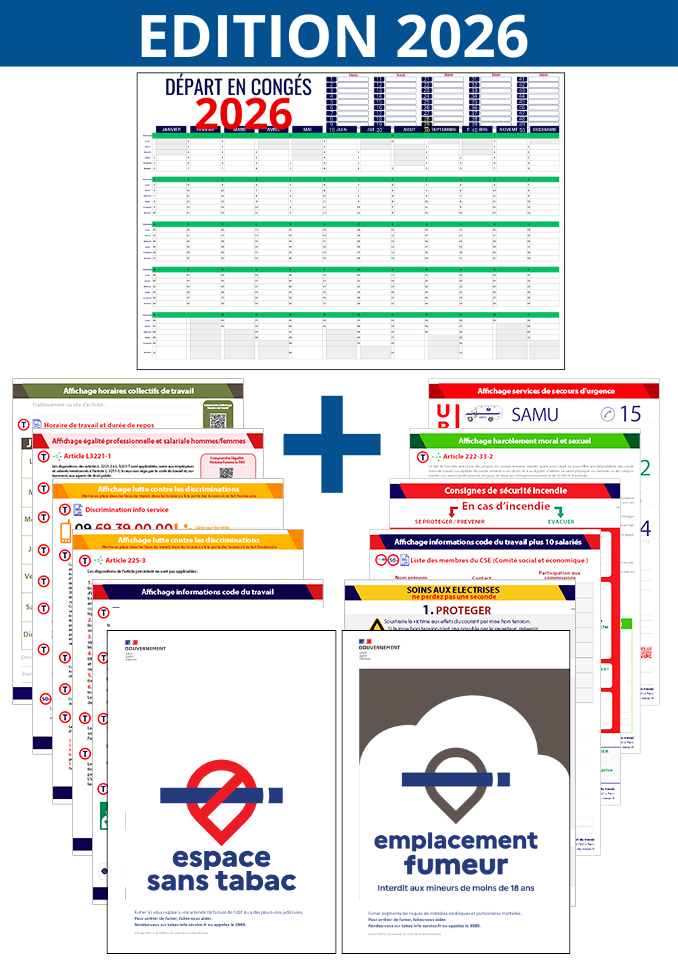Pack d'affichage obligatoire nouvelle édition 2026(Inclus obligations de diffusion)